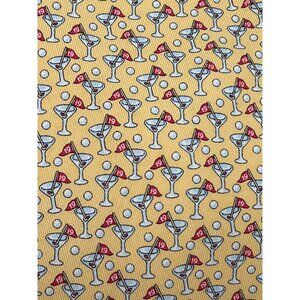 Vineyard Vines Martini 19th Hole Design Hand Made Yellow Silk Men’s Necktie